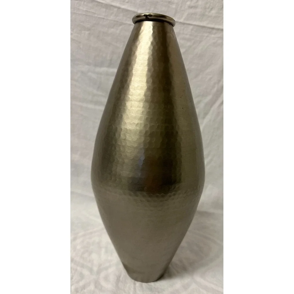 SAS Living Hammered Metal Bud Vase Silver/Champagne 14